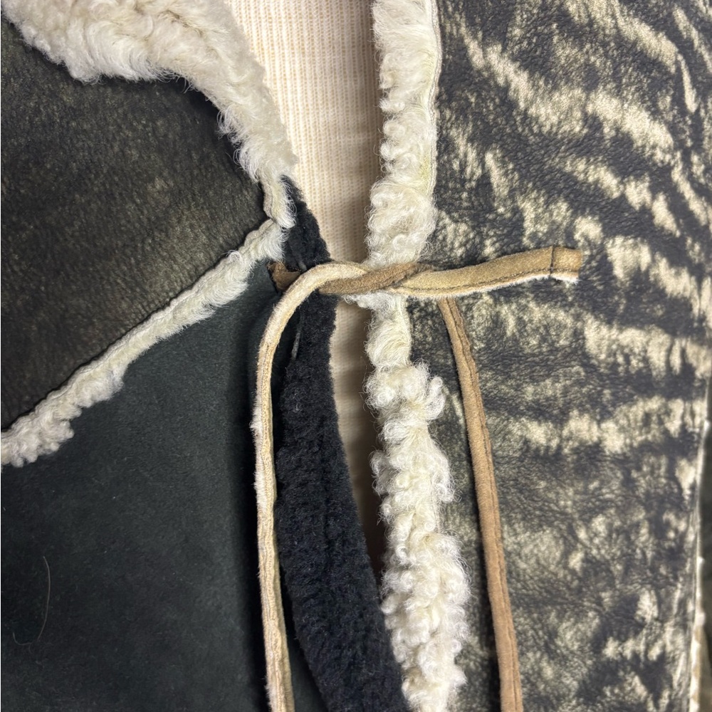 Vintage Patchwork Leather Jacket With Shearling - image 6